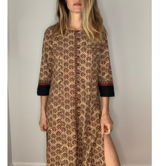 Vintage Dresses & Skirts - Fabindia Deadstock Indian Vintage Style Block Print Kurta Dress
